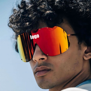 แว่นกันแดดทรงโอเวอร์ไซส์สไตล์พังก์ รุ่นใหม่ LMA 68238 สำหรับผู้หญิง แบรนด์แฟชั่น เลนส์สีแดงสะท้อนแสง ป้องกันรังสียูวี 400 สำหรับผู้ชายและผู้หญิง - Product Image 1