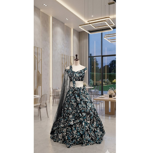 ชุดเลเฮนกาประดับด้วยลาเวนเดอร์ ดีไซน์หรูหราสำหรับงานปาร์ตี้ ชุดแต่งงานแบบดั้งเดิมสำหรับเจ้าสาว ชุดสำหรับงานเทศกาลสำหรับผู้หญิง - Product Image 2