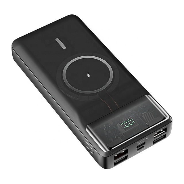 2026 New Model 20W Wireless Magnetic Power Bank LED Display 20000mAh Li-Polymer Battery Built-in Cable for Emergency Outdoor Use