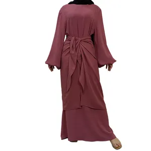 Overhead Plain Satin Grossiste Hot Sales Muslim Fashion Hijab Dress Abayas Voile Integre Dubai For Women Turkis