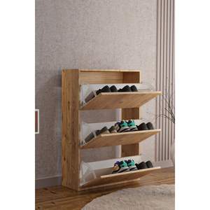 Zapatero Moderno de Madera de 3 Puertas con 6 Estantes, Gabinete de Almacenamiento Montable en Pared que Ahorra Espacio con Características Desmontables de Tela y Plástico - Product Image 1