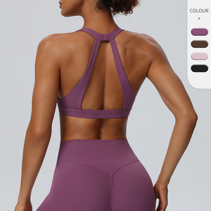Soutien-gorge de <span class=keywords><strong>sport</strong></span> <span class=keywords><strong>sexy</strong></span> pour <span class=keywords><strong>femme</strong></span>, écologique, maintien élevé, respirant, séchage rapide, col en V, bretelles croisées, intégré - Product Image 3