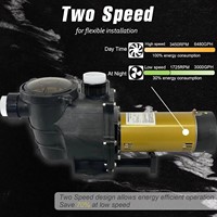Pompe de piscine compacte Jade 1HP à double vitesse 230V 60Hz homologuée ETL ultra silencieuse 2 pouces pour piscine creusée et spa