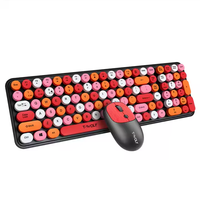 T-wolf TF350 Round Keycap Multimedia 2.4Ghz Wireless Keyboard Mouse Combo Ergonomic 104 Keys Full Size Business Office Set