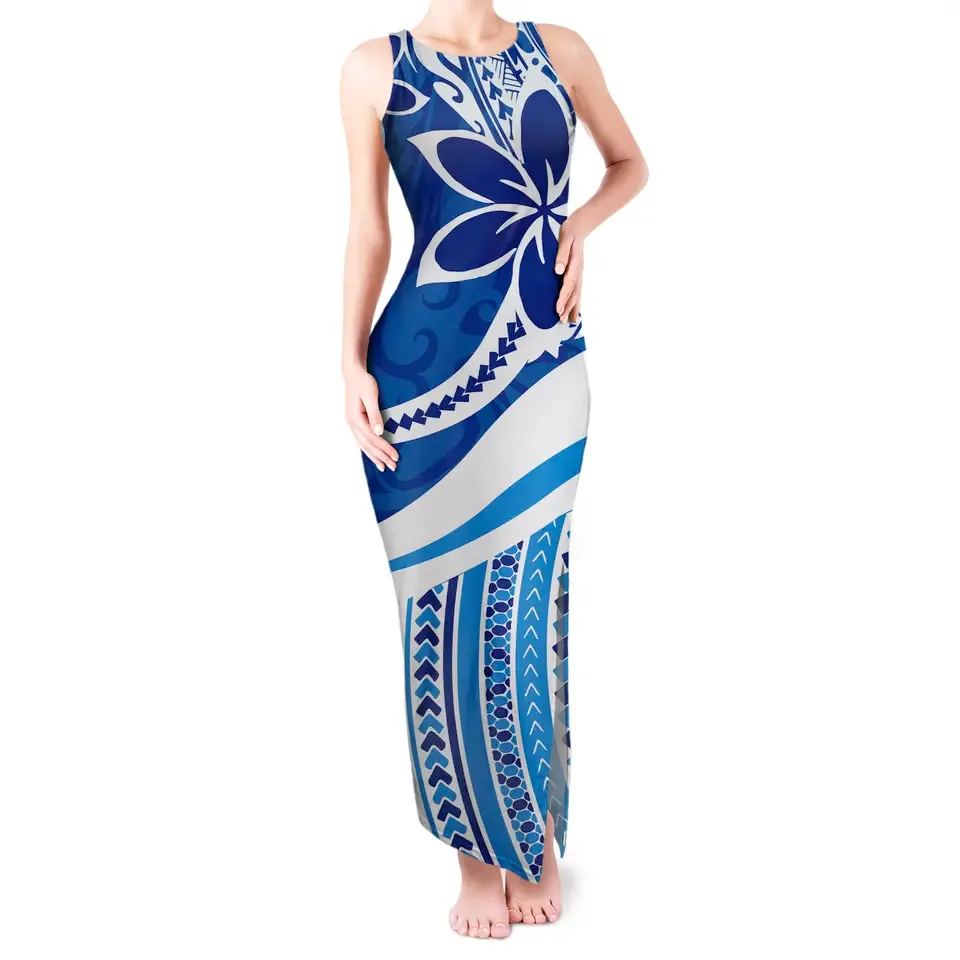 2023 hawaïen polynésien Samoan Tribal Design personnalisé femmes Maxi robes été robes moulantes femmes POD quantité minimale de commande 1 livraison directe