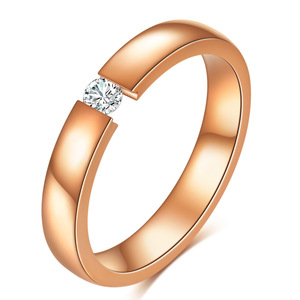 Anillo de Acero Inoxidable de 3MM con Incrustaciones de Diamantes, Diseño Geométrico, para Uso Diario, en Color Negro, Oro Rosa y Acero - Product Image 5