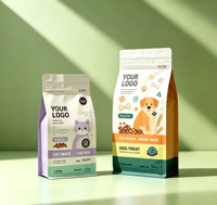 Sachets refermables imprimés sur mesure à huit soudures latérales, résistants à l'humidité, pour l'emballage d'aliments secs pour chiens, chats, animaux de compagnie, céréales, noix et snacks.