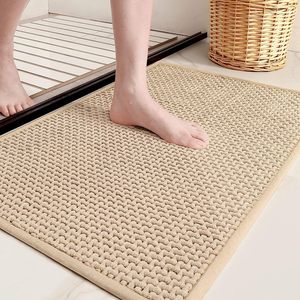 Alfombra de baño de chenilla YMX, rectangular, de color sólido, absorbente, diseño minimalista para el área del baño y el inodoro. - Product Image 3