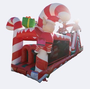 Tobogán Inflable de Navidad con Diseño de Reno y Bastón de Caramelo, Doble Carril, Seco/Húmedo, con Zona de Salto, Calidad Comercial para Fiestas y Eventos Navideños - Product Image 6