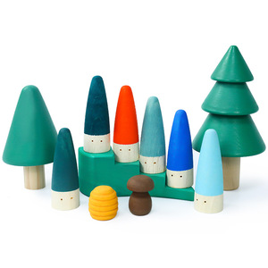 Wooden Rainbow Building Blocks Scene <b>Set</b> For Baby Color Recognition Early Childhood Education Thumb Sized Figures Toy 3-5 Years - Product Image 3