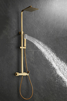 Ensemble Baignoire et Douche Doré Brossé Glamour, Mélangeur Cascade pour Villas et Hôtels