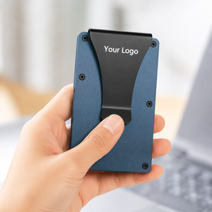 Cartera de Aluminio Personalizada OEM con Bloqueo RFID para AirTag, Tarjetero Metálico Minimalista y Delgado para Hombre, Venta al Por Mayor de Fábrica - Product Image 2
