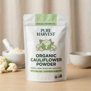 Poudre de chou-fleur biologique premium - Poudre de chou-fleur déshydratée 100% pure et naturelle pour la pâtisserie cétogène et la cuisine faible en glucides - Product Image 6