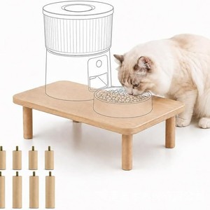 Adjustable Solid Wood Cat Feeder Stand Height Adjustable Pet Bowl Base For Cats - Product Image 1
