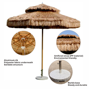 <span class=keywords><strong>Parasol</strong></span> de jardin <span class=keywords><strong>en</strong></span> bois Henghui Two Lays Hawaii, imitation chaume et raphia - Product Image 5