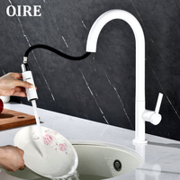 Robinet de cuisine en laiton Oire Manufacturer avec rotation de bec à 360 degrés, pulvérisateur extractible, style moderne classique, pour usage hôtelier, montage sur comptoir, 1 poignée