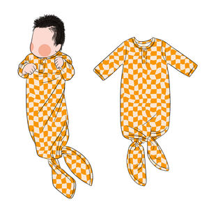 Grosir kustom cetak gaun kotak-kotak Softest terikat gaun anak baru lahir bayi kantong tidur - Product Image 3