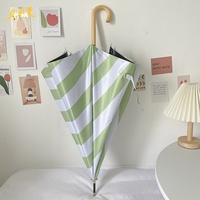INS Entièrement Automatique Couple Parapluie Pliant Rayé Anti-UV Parasol Épaissi Noir Revêtement Droit Soleil Adultes Voyage