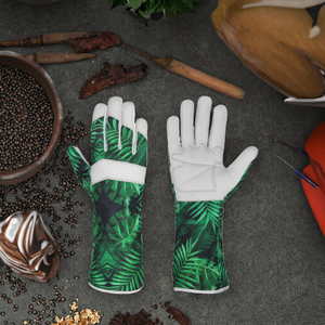 Large Red Multipurpose Coated Leather Safety Work <b>Gloves</b> with Knit Wrist Cuff Waterproof Ambidextrous for Kids Gardening - Product Image 3