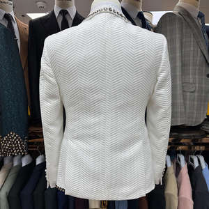 Nouveauté 2025 Costume de Mariage <span class=keywords><strong>Tuxedo</strong></span> Blanc 3 Pièces pour Homme avec Strass, Veste Droite à Col Châle - Product Image 2
