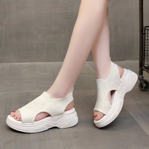Summer New Matsuke Semelle épaisse Solid Mesh <span class=keywords><strong>Fly</strong></span> Weave Sandales respirantes Loisirs Sports Sandales de plage pour femmes - Product Image 6