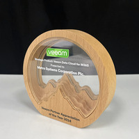 Trophée de cristal de forme ronde cercle personnalisé avec MH-J0564 trophée en bois