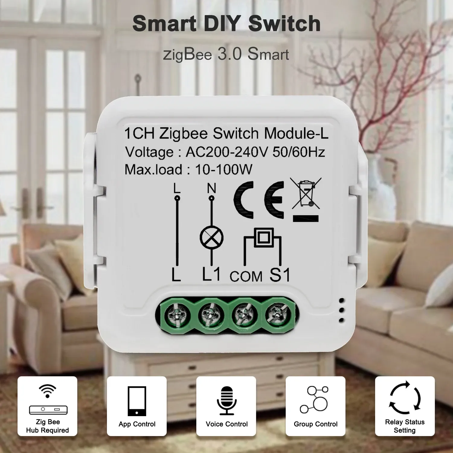 Tuya Smart ZigBee Switch Module 10A DIY Smart Home Light Breaker Alexa Google Home Compatible No Neutral Smart Remote Control · image 3