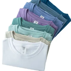 환경 친화적 인 안티 필링 안티 수축 블루 캐주얼 퍼플 유기농 남성 티셔츠