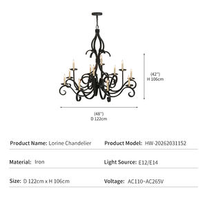 <span class=keywords><strong>Lustre</strong></span> vintage en <span class=keywords><strong>fer</strong></span> forgé noir, style villa espagnole, avec plusieurs bras, LED, rustique, grande lampe suspendue décorative - Product Image 4