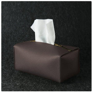 Boîte à mouchoirs de style nordique, boîte à mouchoirs carrée en cuir, couvercle pour mouchoirs domestiques, sac à mouchoirs en cuir, personnalisable. - Product Image 5