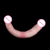 FAAK 49CM Double tête réaliste en silicone, long plug anal, stimulateur vaginal pour couples lesbiens, hommes gays, jouet sexuel en silicone
