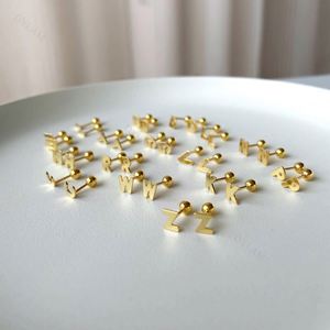Dylam Initial Alphabet A-Z Screw Pin Fashionable Hot Selling Popular Sterling Silver 925 High Quality Elegant Screw <b>Back</b> <b>Earring</b> - Product Image 1
