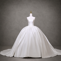 Ballkleid Hochzeitskleid Trägerlos mit Perlen und Kristallen Besetzt Schwerer Satin Übergröße Prinzessin Brautkleid Maßanfertigung Großhandel
