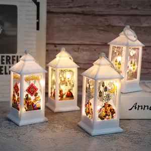 Muslimische Lichter für Eid Mubarak Dekorationen Nachtlicht Mini Laterne Handwerk Ornamente für Eid al-Fitr Ramadan Mubarak mit Musik