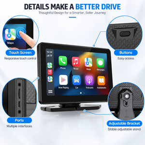 Moniteur portable sans fil CarPlay de 7 pouces, écran tactile Android Auto, affichage de voiture avec prise en charge du Mirror Link et de la caméra de recul - Product Image 4