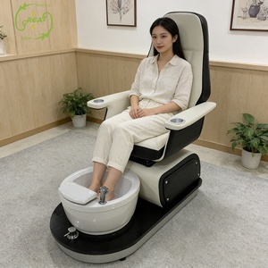 Fauteuil de pédicure de luxe avec siège inclinable, baignoire sans tuyauterie, lumière LED, massage chauffant pour salon de manucure - Product Image 2