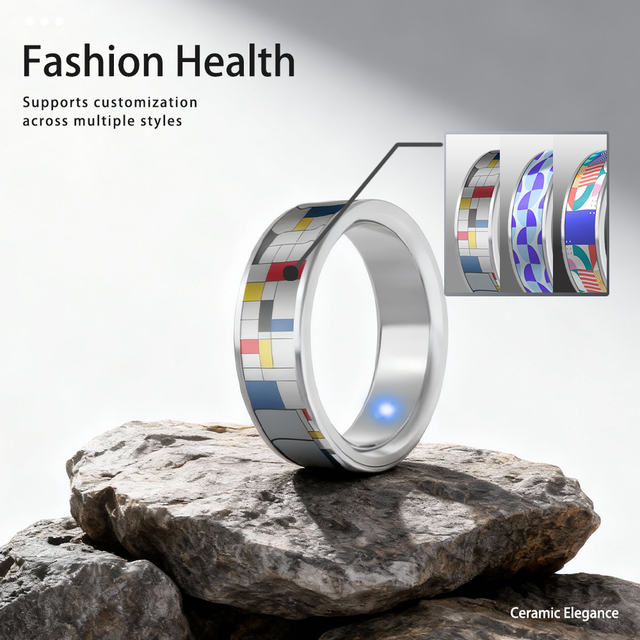 OEM/ODM OLED Screen Fitness Tracking Smart Ring Ceramic Case 5 ATM Waterproof AI Voice Assistant Alarm Clock App Control Health