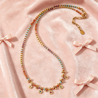 Collier ras du cou bohème multicolore en pierres naturelles et perles de cristal, bijoux en acier inoxydable plaqué or PVD avec breloques fleurs