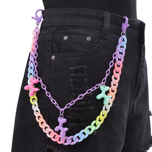 Colorful Resin Puppy Pendant Acrylic Double Layered Pants <b>Chain</b> Women's <b>Waist</b> <b>Chain</b> Daily Wear Accessory - Product Image 1