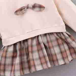 สินค้าใหม่มาแรง เสื้อฮู้ดดี้ตกแต่งโบว์สีสันสดใสสำหรับเด็ก และชุดเดรสลายตารางสำหรับเด็กผู้หญิง - Product Image 5