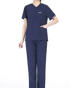 High quality hot sale v neck hospital uniform medical care scrub uniform