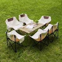 Ensemble Table et Chaises Pliantes d'Extérieur Fauteuil Inclinable Portable avec Dossier Chaise Longue de Loisirs Paresseux Tabouret Multifonctionnel pour Dortoir en Plein Air