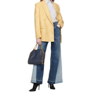 <b>Flared</b> Denim <b>Jeans</b> for Women High Waist Bell Bottom Blue <b>Jeans</b> Paneled Color Block Contrast Wide Leg Baggy Denim <b>Jeans</b> - Product Image 5