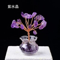 Mini Árbol de la Vida Natural con Chakras, Árbol de Cristal de 12 cm, Energía Positiva, Feng Shui, Decoración de Buena Suerte, Árbol de la Riqueza y la Prosperidad, Árbol de la Felicidad