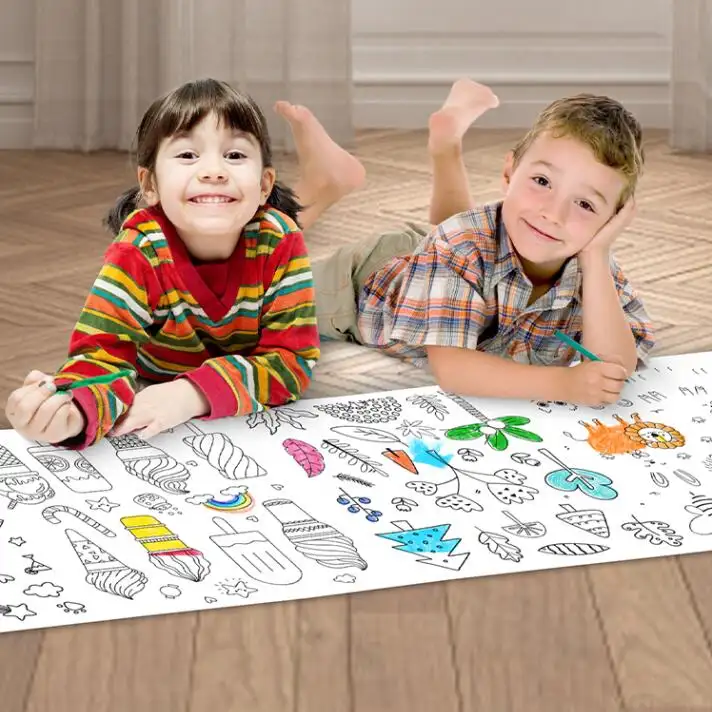 लोकप्रिय उपहार स्टेशनरी भित्तिचित्र खाली स्क्रॉल रंगीन डूडल कागजात कला शिल्प diy खिलौने पेंटिंग कागज ड्राइंग खिलौने बच्चों के लिए