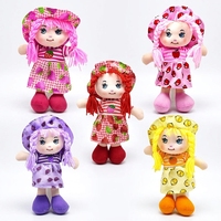Schattige mooie roze/oranje/gele aardbei-oranje pluche speelgoedjes, mooie fruitthema kledingpop cadeau voor kleine meisjes groothandel