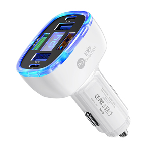อะแดปเตอร์ที่ชาร์จในรถยนต์แบบ USB 4พอร์ต, USB 2 PD ชาร์จเร็วสุดพร้อมจอแสดงผลแรงดันไฟฟ้าสำหรับ iPhone Samsung <span class=keywords><strong>VIVO</strong></span> OPPO OnePlus - Product Image 4