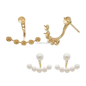 14k 18k Pure Gold Jewelry Earring Mountings Accessory Pearl Beads Jewelry Finding For DIY Jewelry