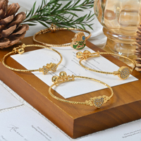 Bracelet tendance texturé en or 18 carats plaqué or, avec breloque zircon étincelante, pour bébés et jeunes filles – Vente en gros personnalisée