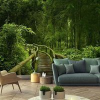 Papier peint forêt tropicale, jungle d'Asie du Sud-Est, murale végétale, toile murale forêt verte, fond naturel
